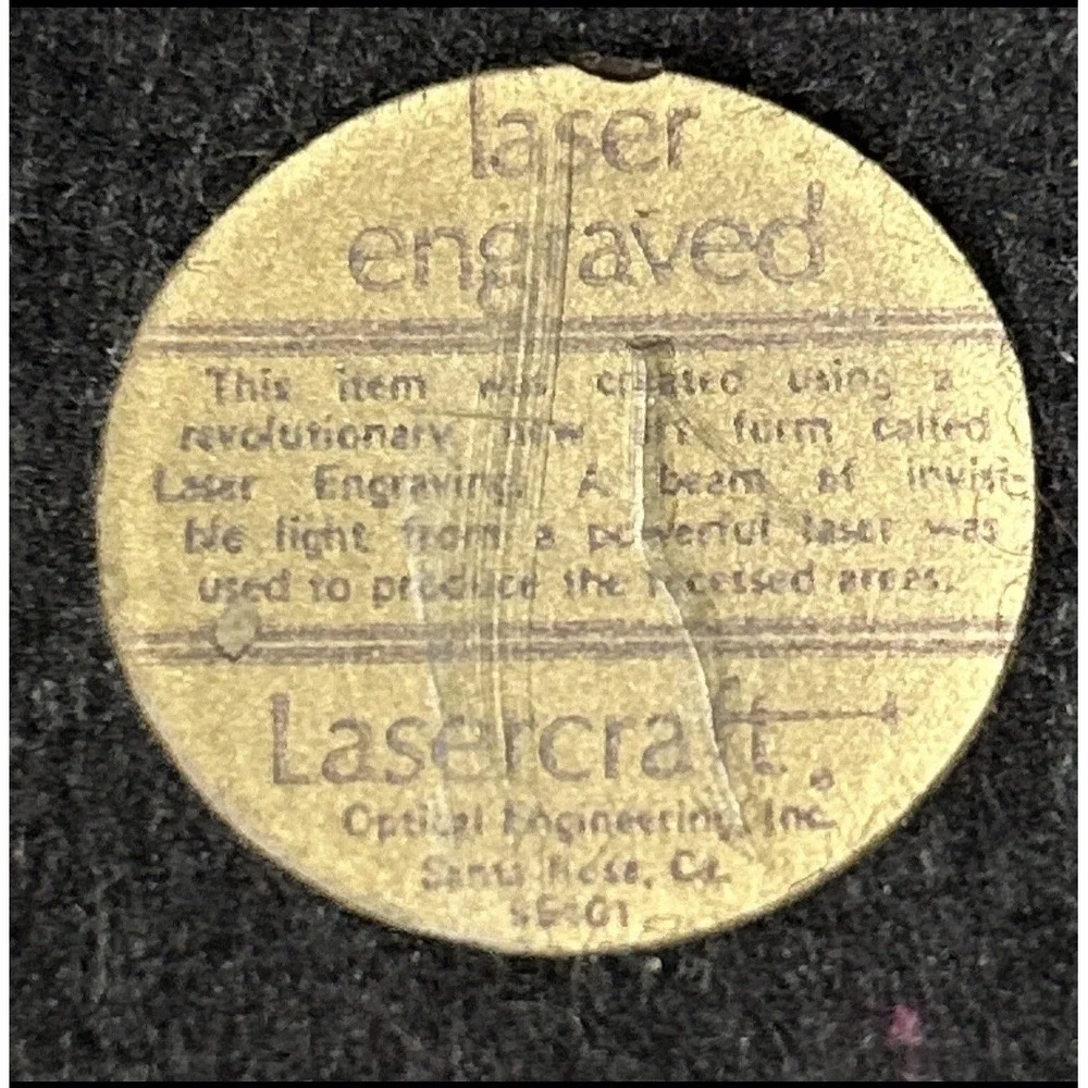 Vintage Lasercraft 1977 Laser Engraved Wooden Walnut Desktop Pencil Pen Holder